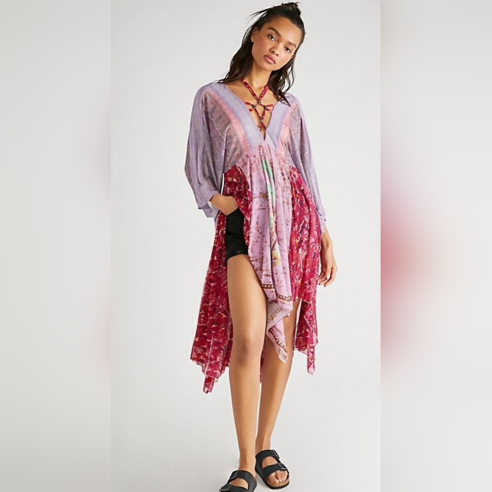 Free People Blanca Maxi Top Boho Cottagecore Peasant Patchwork Small